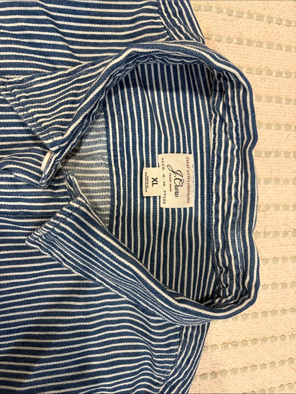 J. Crew Denim Blue and White Vertical Stripe Button-Down Shirt